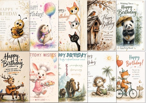 Pack happy birthday cards - happy,