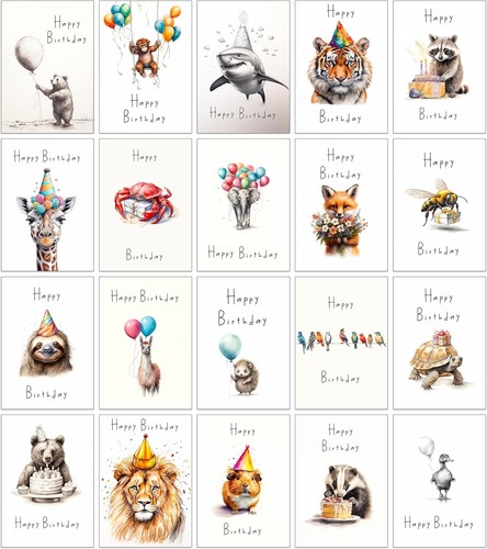 Assorted birthday cards - 20,