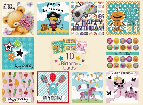 Multipack kids birthday cards - multipack,